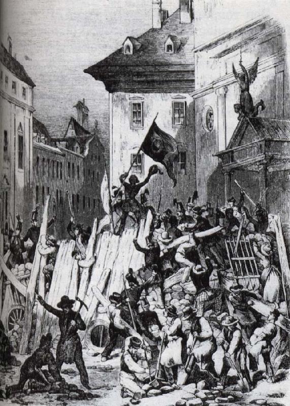 unknow artist i wien utbrot under revolutionsaret 1848 gatustrider i vilka studenterna tog en mycket aktiv del. France oil painting art